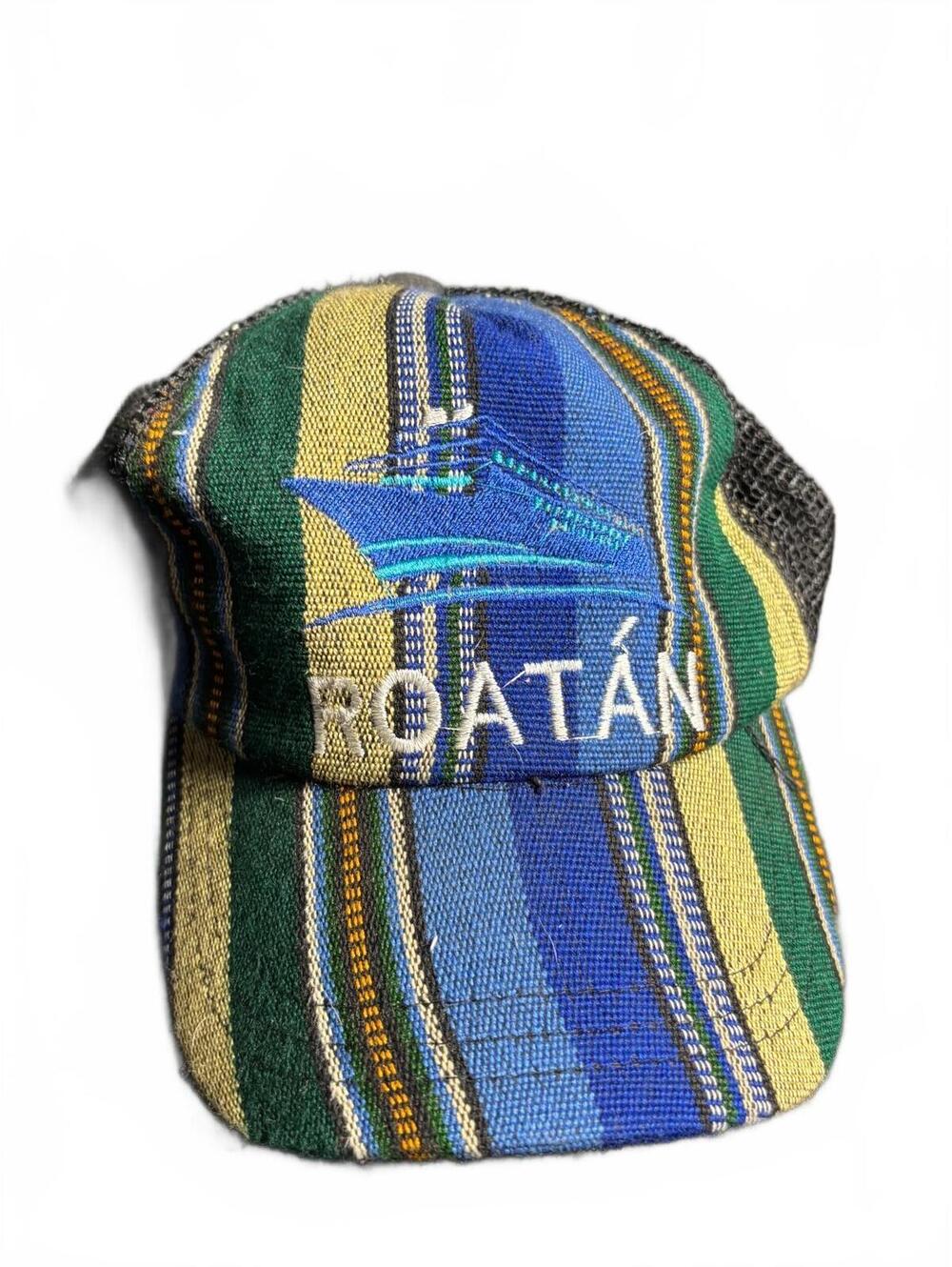 Roatán Embroidered Striped Mesh Back Baseball Cap